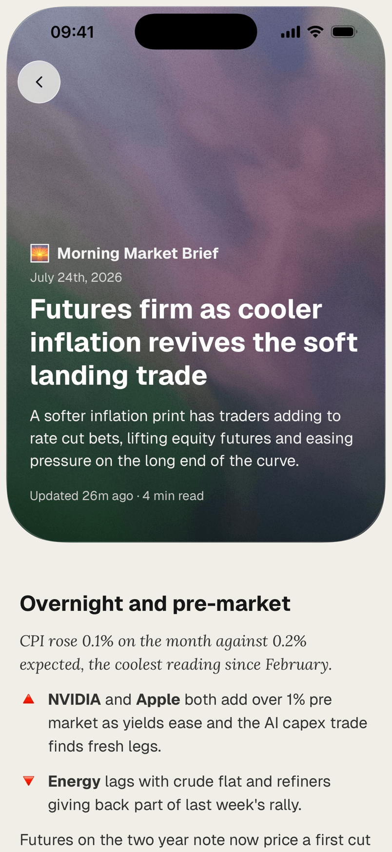 Valo morning market brief on mobile